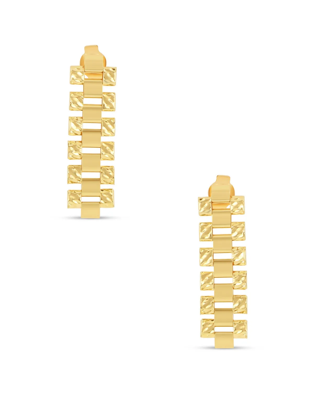 Aretes Rolex Oro Amarillo 10K 8Mm 6 Eslabones